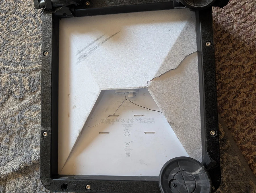 Cracked Starlink Mini dish, underside