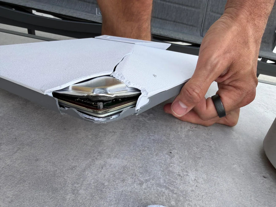 Cracked Starlink Mini dish, underside