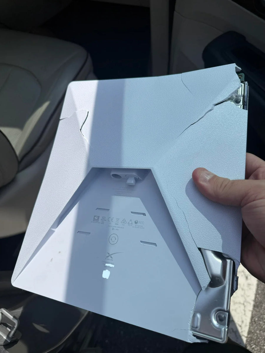 Cracked Starlink Mini dish, underside